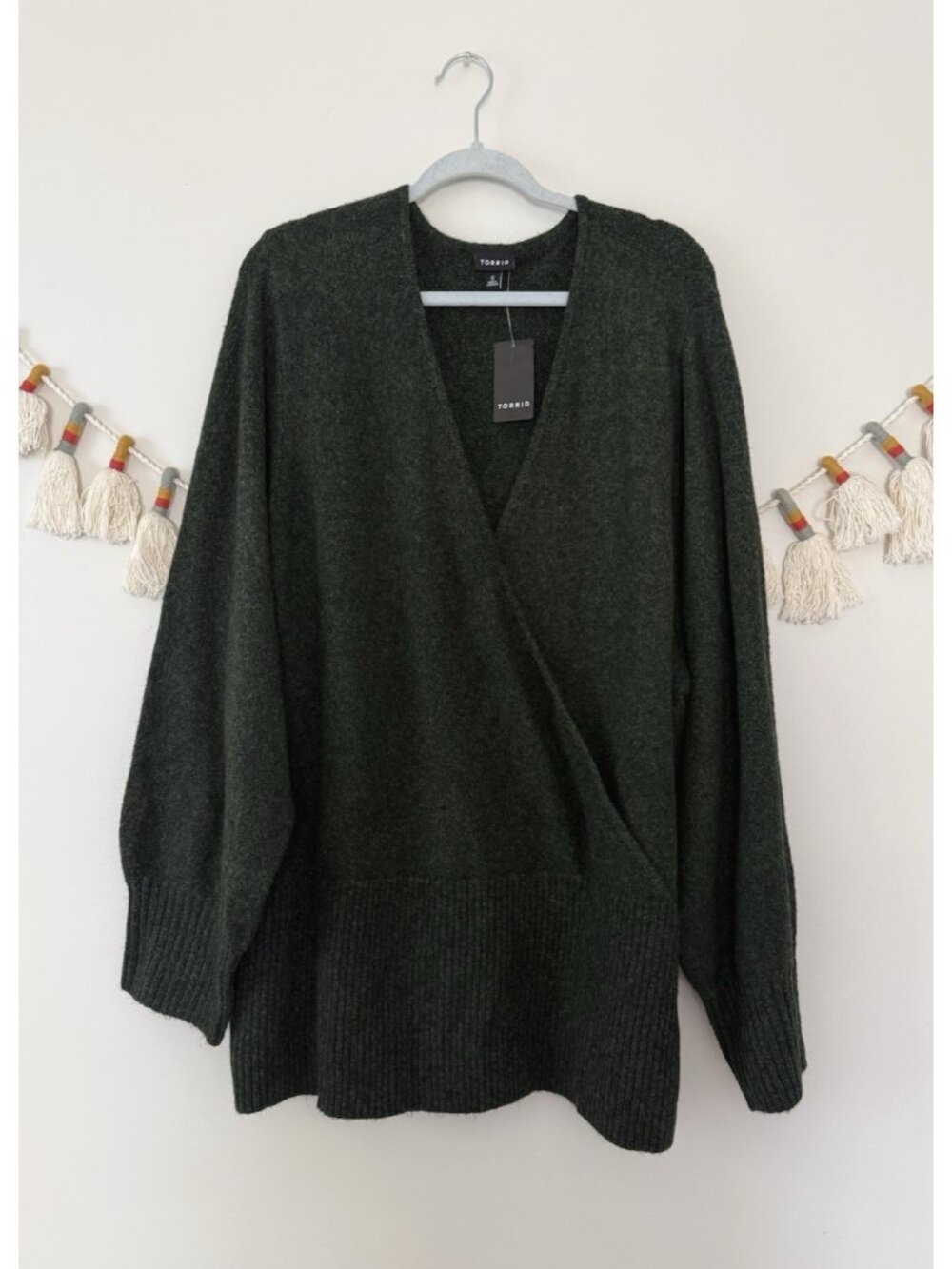 Torrid Vegan Cashmere Surplice Sweater Dark Green Cozy Minimalist Holiday NWT 5x